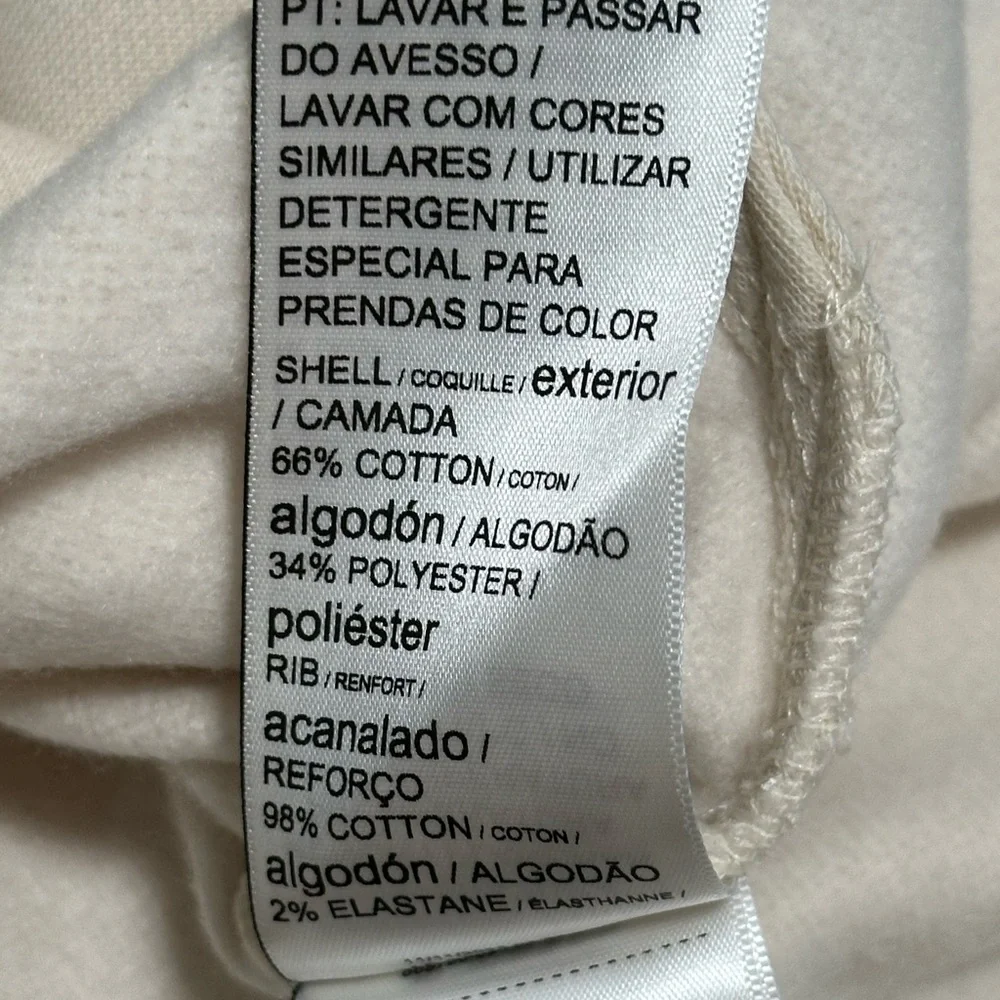 Women's PUMA Medium 8 10 Cream Fleece Sweatshirt Logo Crew Pullover Long Sleeve - Picture 12 of 12
